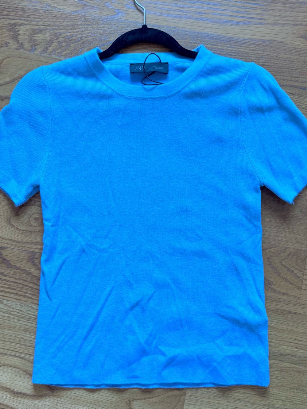 Zara Short-Sleeve Crewneck Tee in Bright Blue